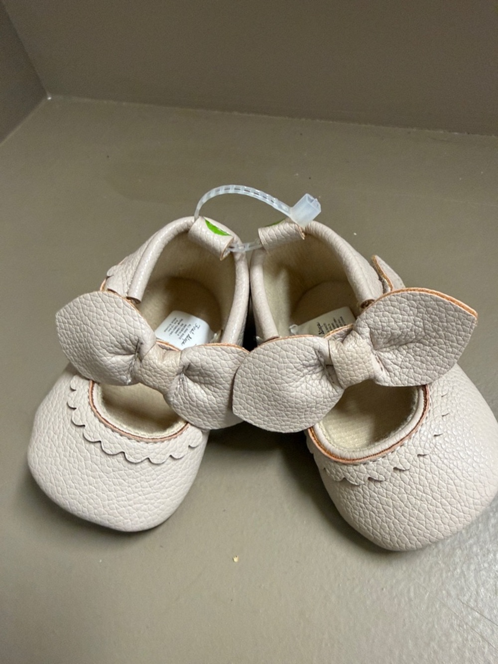 First Steps Baby Bow Mary Jane Shoes - Light Pinkish Tan, New